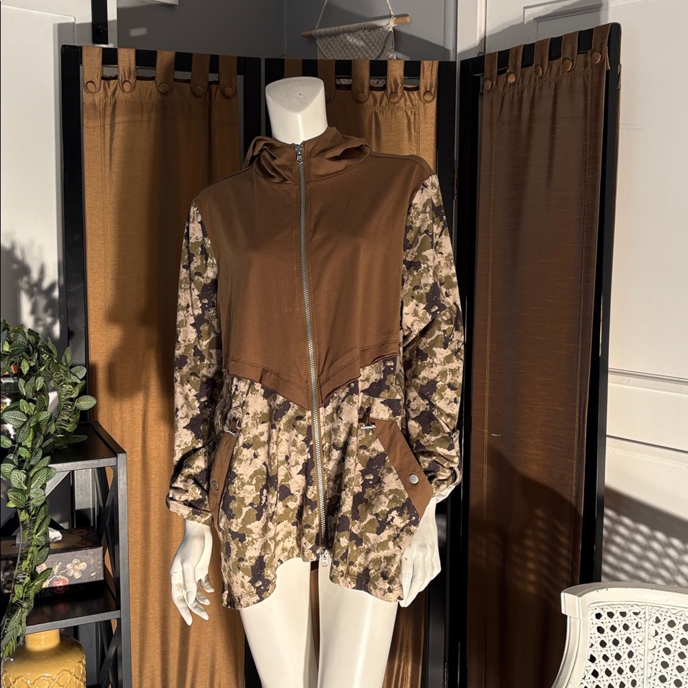 Camouflage and Brown Hooded jacket